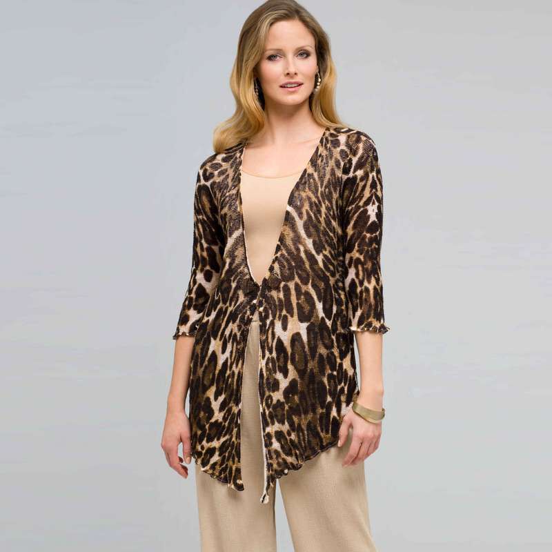 Animal V-Neck Cardigan, , large
