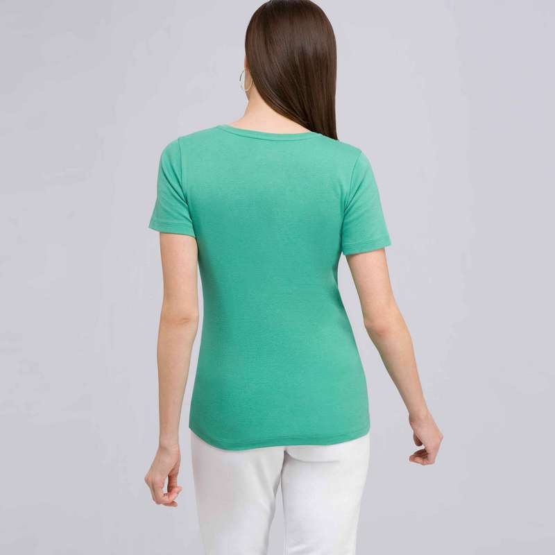 Short Sleeve V-Neck Tee, seagrass, large image number 1