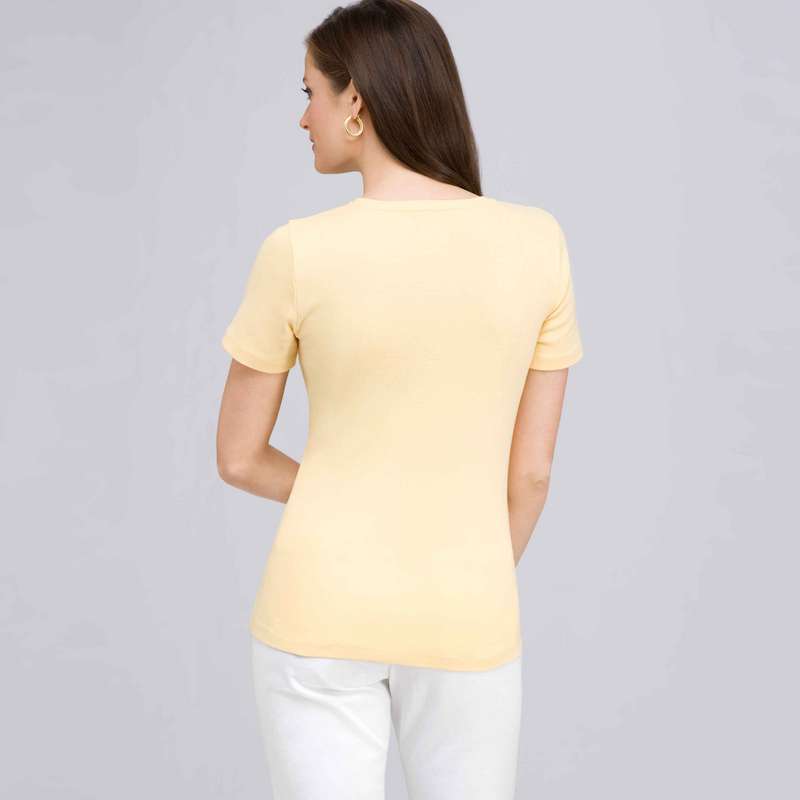 Short Sleeve V-Neck Tee, custard, large image number 1